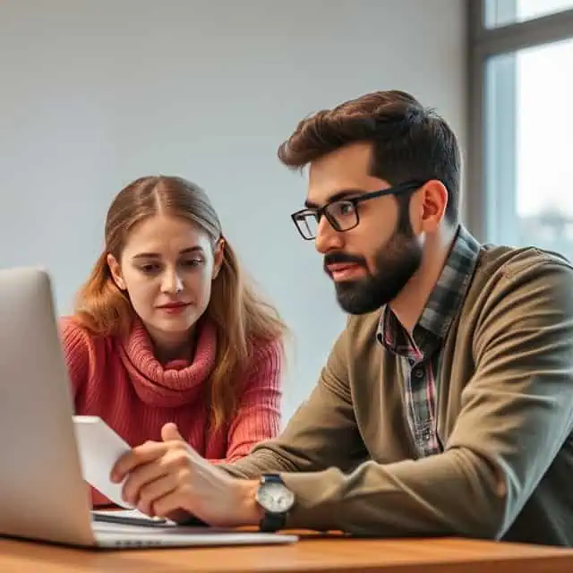 FMEA consultants going over a report together