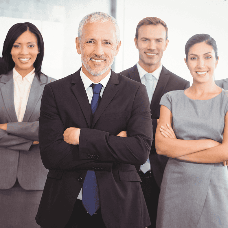 a group of people standing together