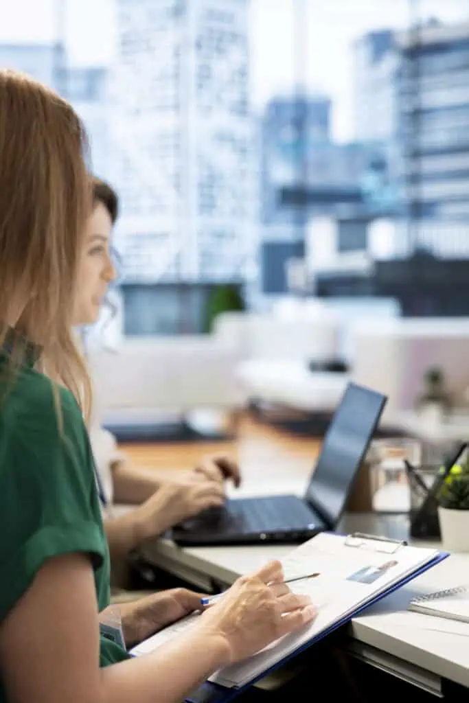 Hr colleagues doing screening determining if job candidate is qualified