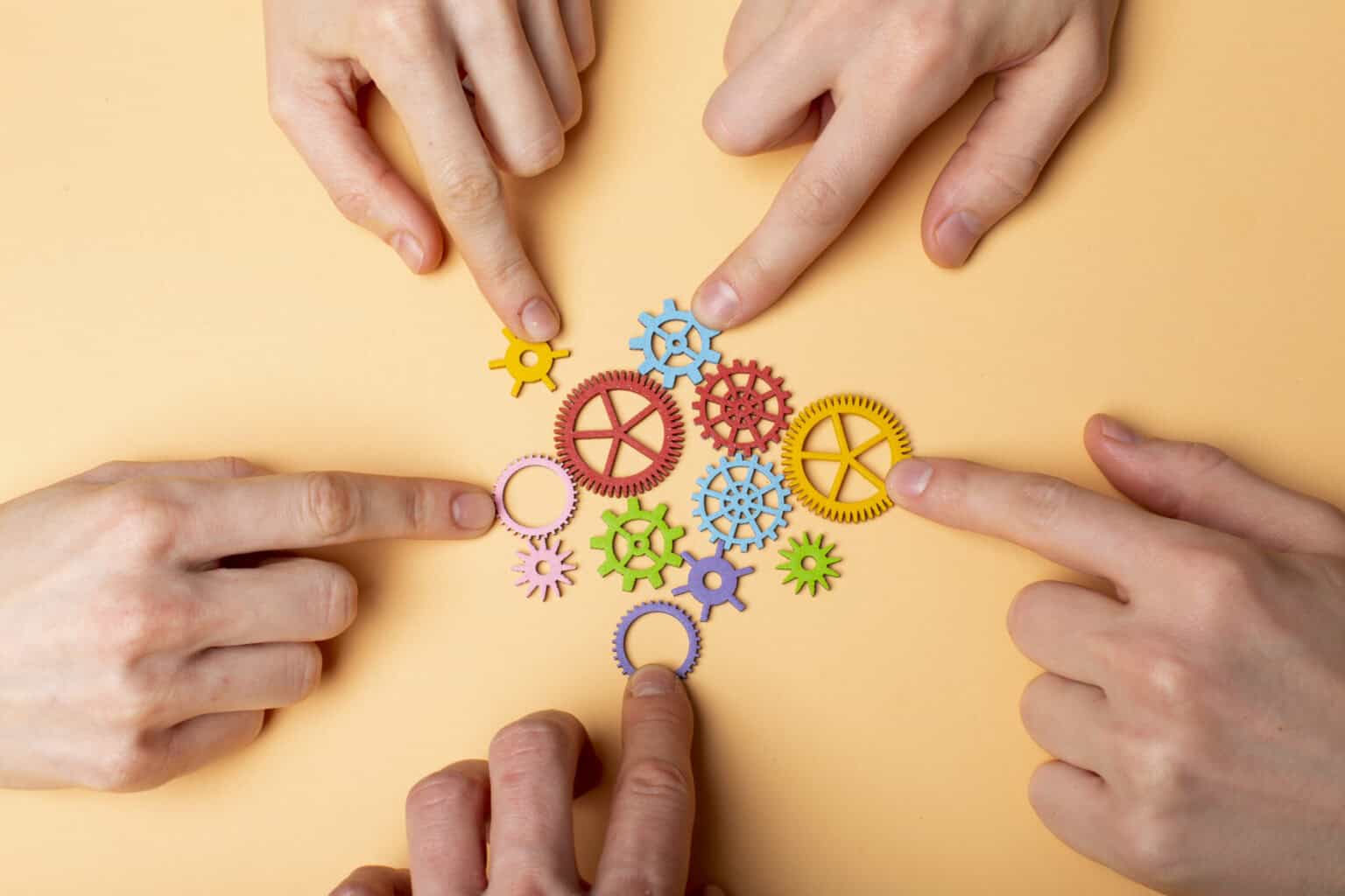 Still life business roles with various mechanism pieces