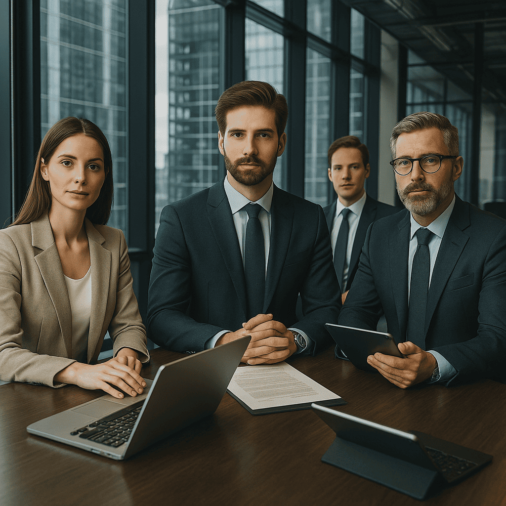 Four CTOs sitting in office and having meeting